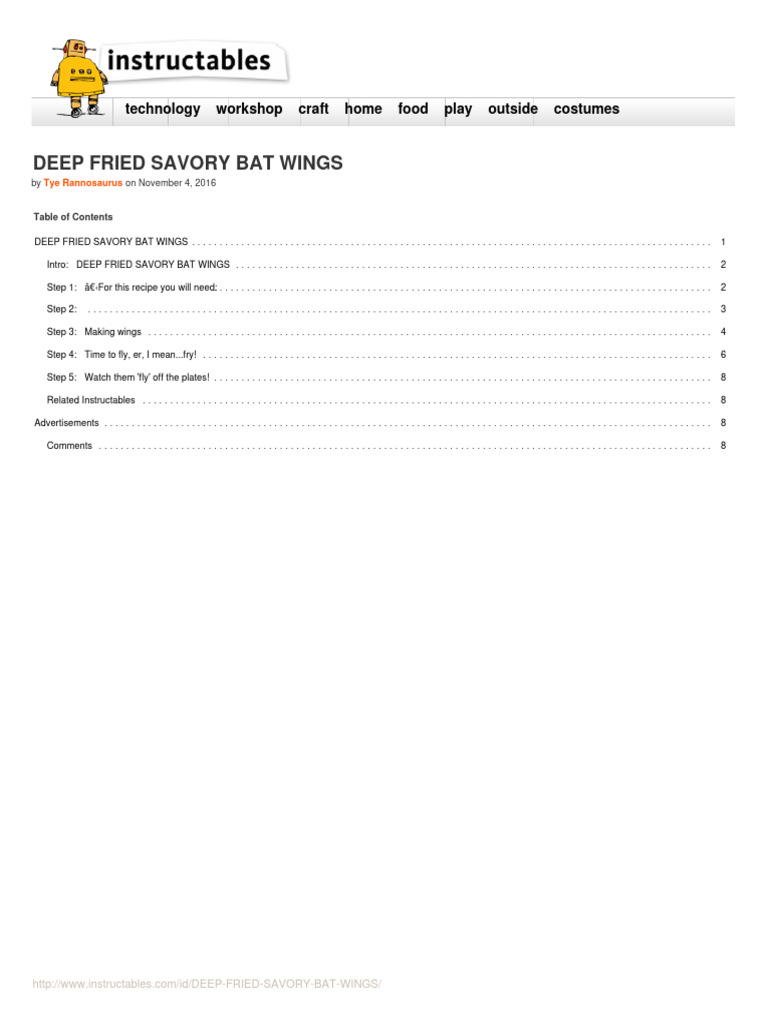 Crispy Deep Fried Bat Wings Recipe | PDF