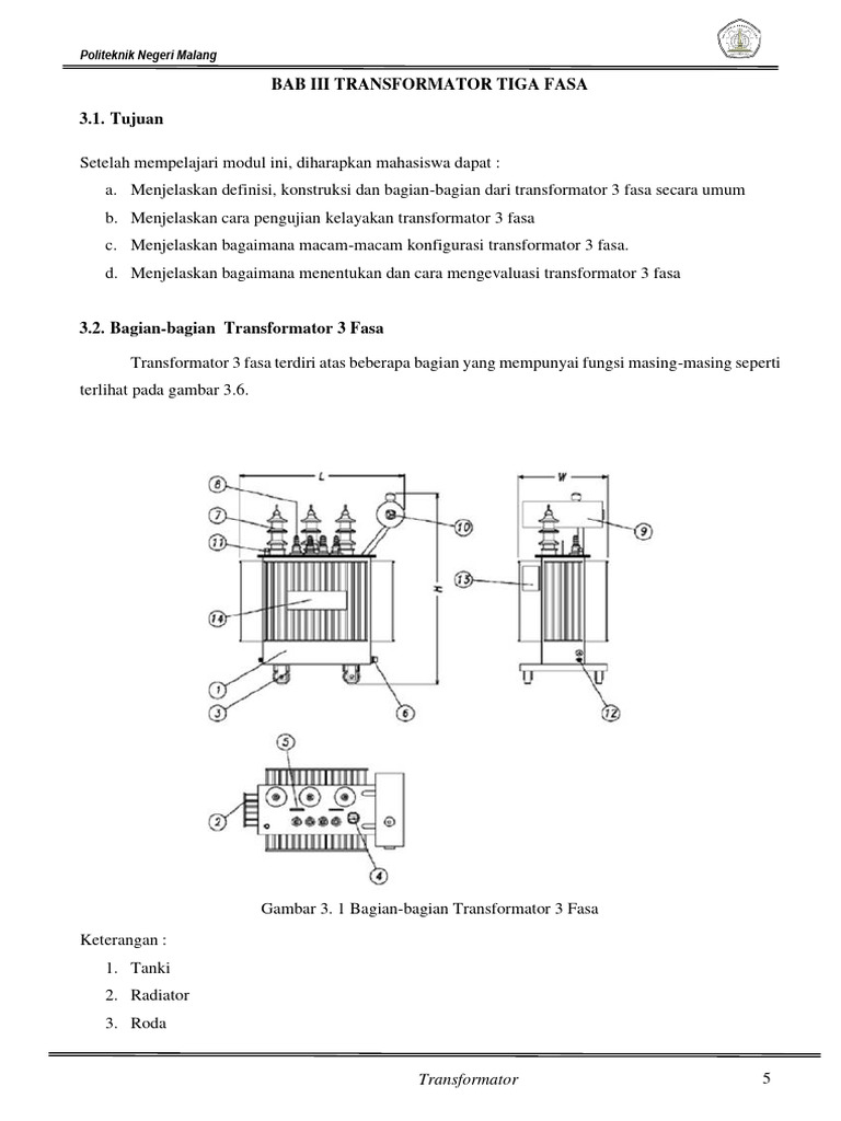 Bagian-Bagian Transformator Tiga Fasa | PDF