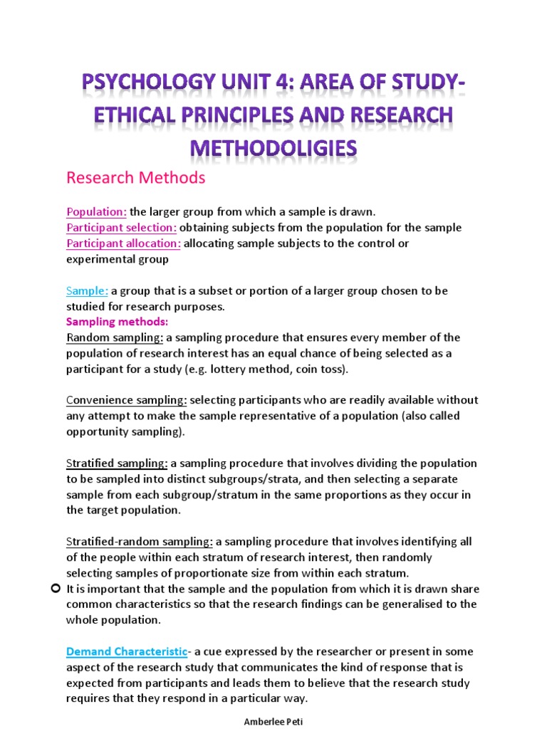 Ethical Principles and Research Methodoligies | PDF | Sampling ...
