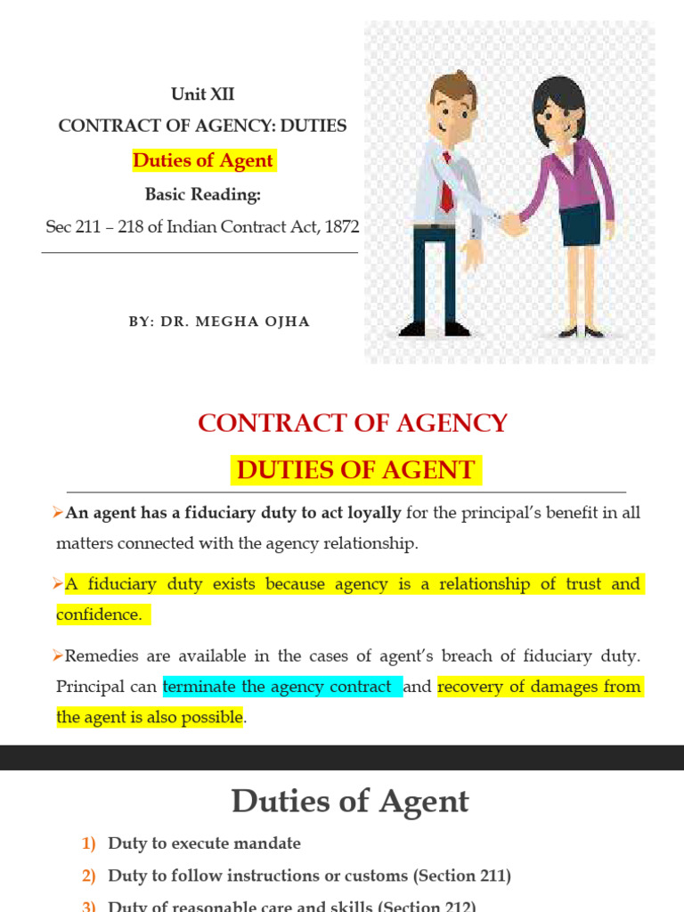 Unit 12 - Lecture 1 - Duties of Agent | PDF