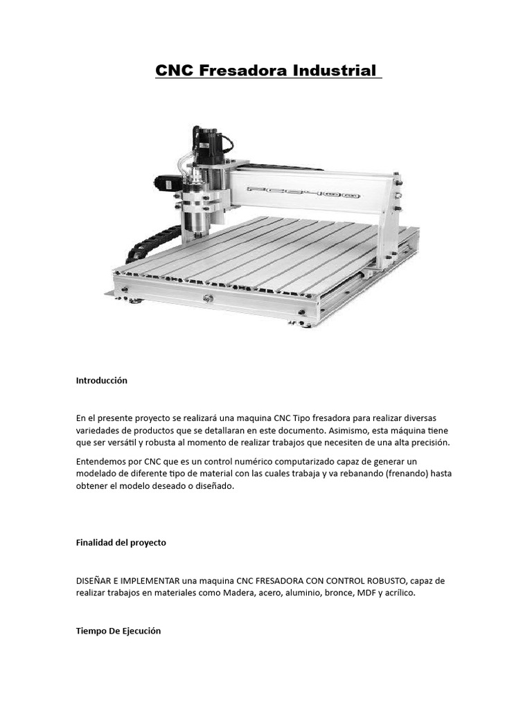 Proyecto Cnc Descargar Gratis Pdf Control Numerico Bienes