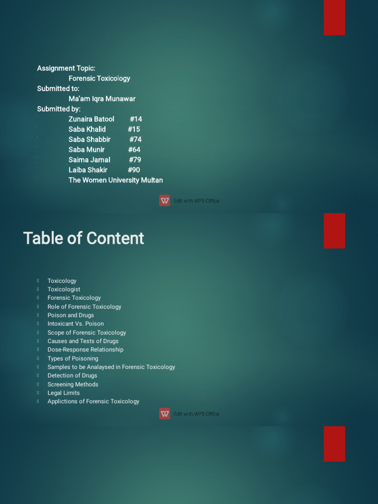 Presentation On Forensic Toxicology Pdf Toxicology Poison