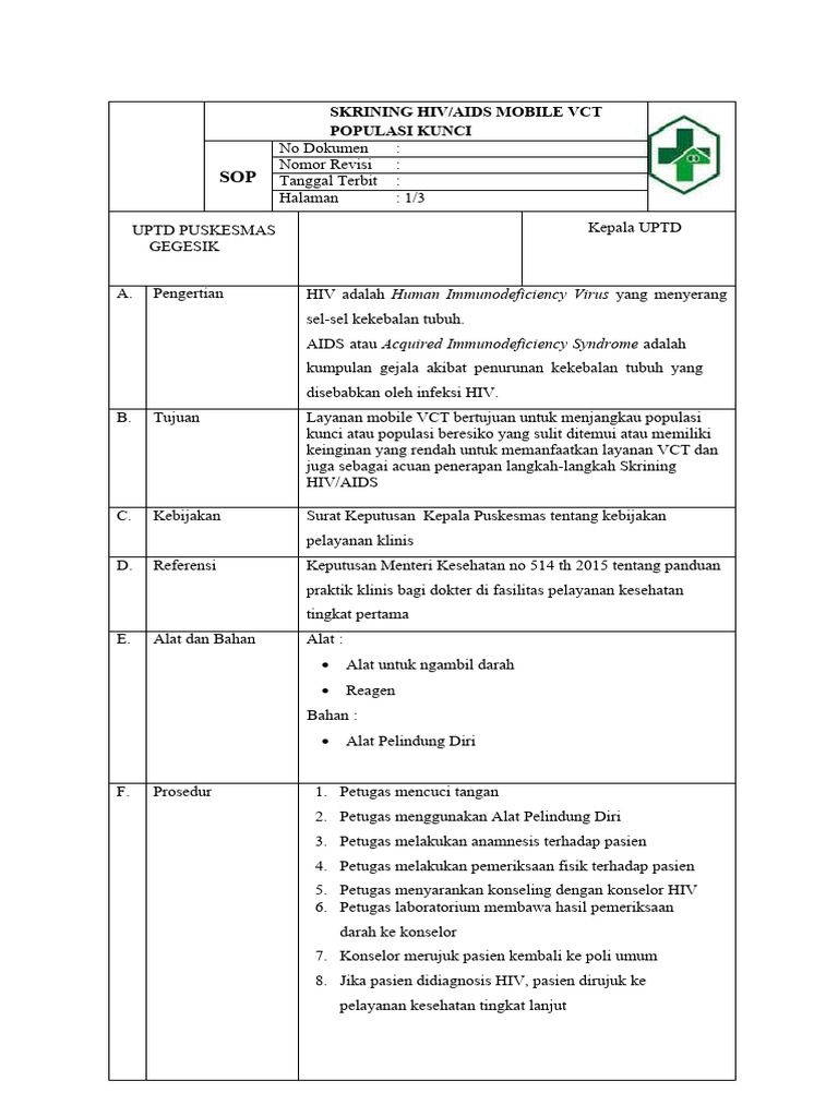 Sop Skrining Hiv Aids | PDF