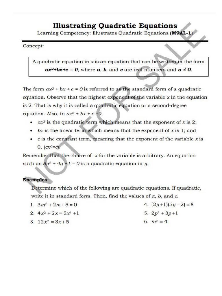 Quadratic Equation | PDF