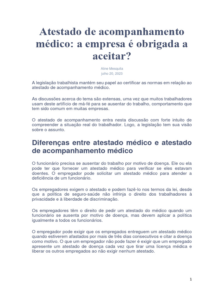 Atestado de Acompanhamento Médico | PDF