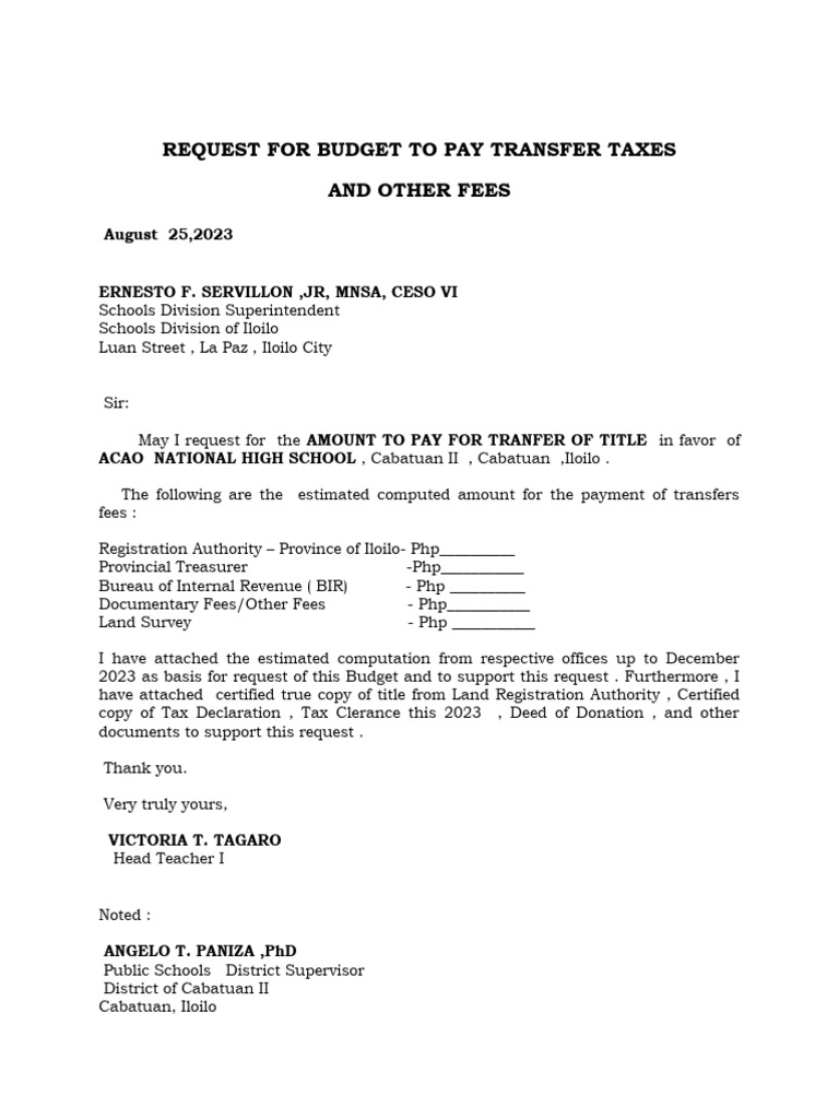 SAMPLE BUDGET Request To SDS FORMAT August 252023 PDF