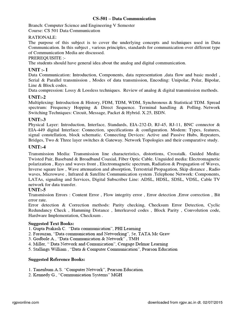 Data Communication Course Overview | PDF