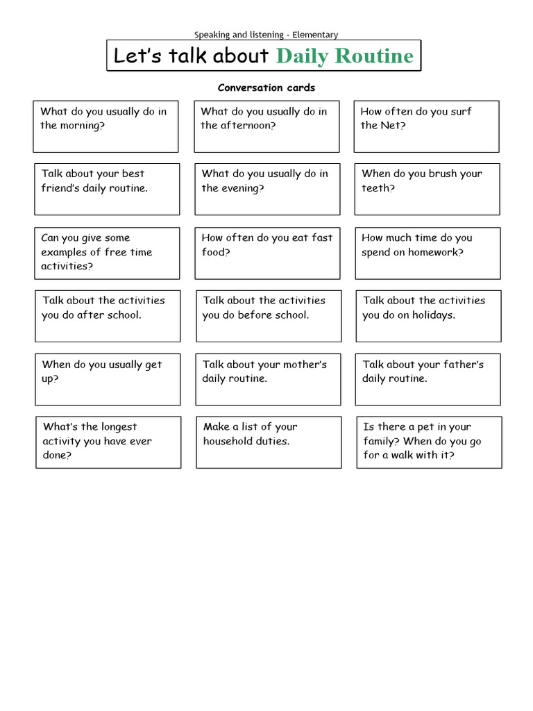 Lets Talk About Daily Routine Games 107349 | PDF