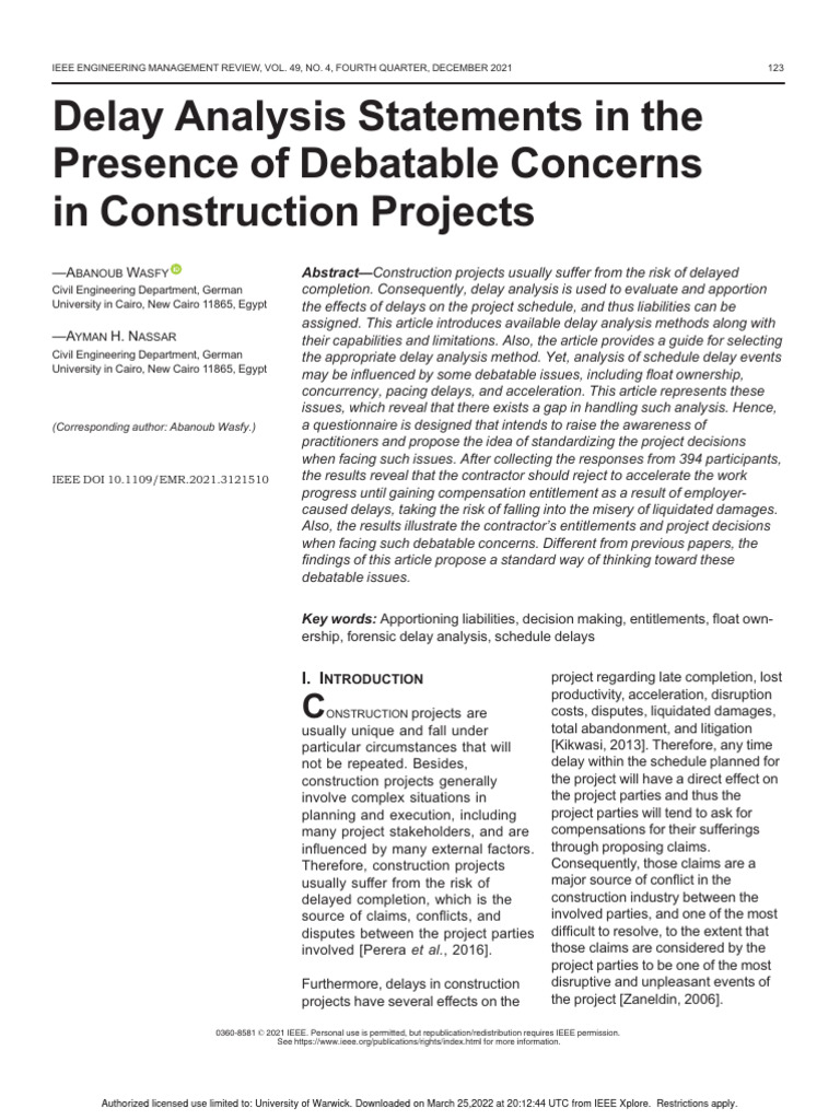 Delay Analysis Methods in Construction | PDF | Art