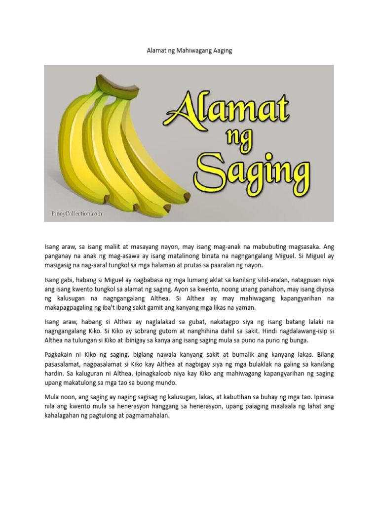 Alamat NG Saging | PDF