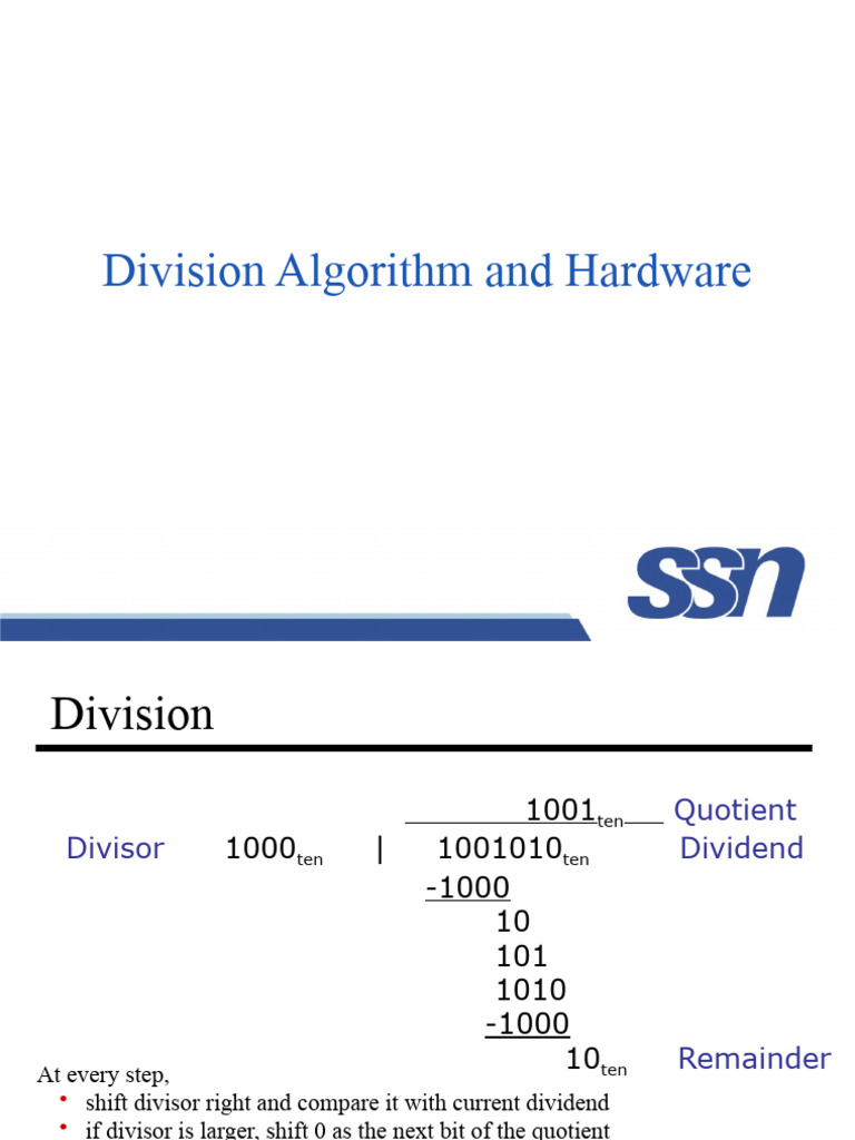 4-Division Algorithm and Hardware | PDF