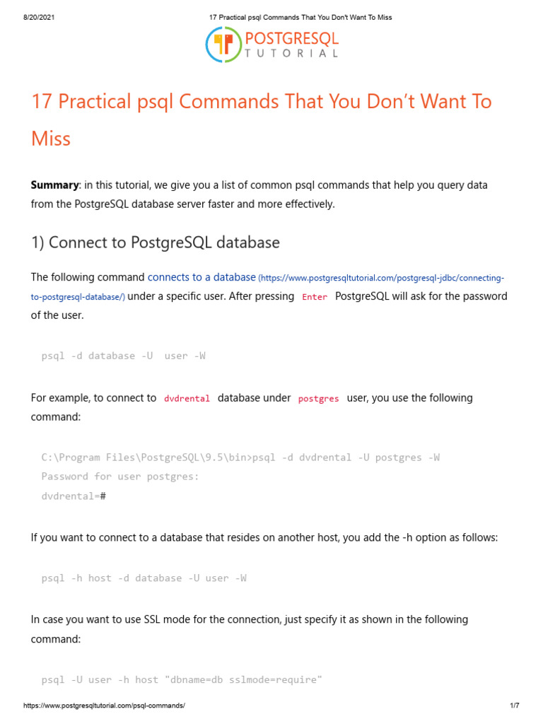 17 Practical PSQL Commands That You Don't Want To Miss | PDF