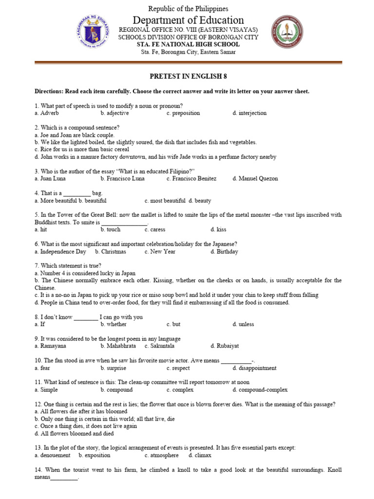 Pre Test | PDF