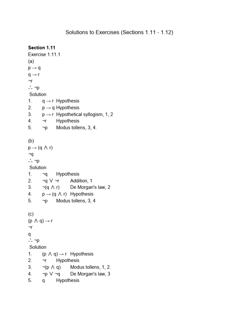 Exercisesolutionssections1 111 12 | PDF