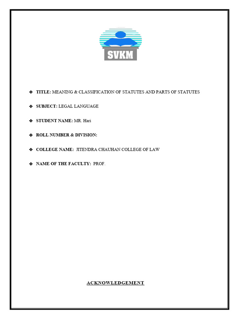Classification and Parts of Statue PDF
