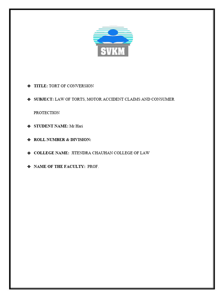 Tort of Conversion PDF