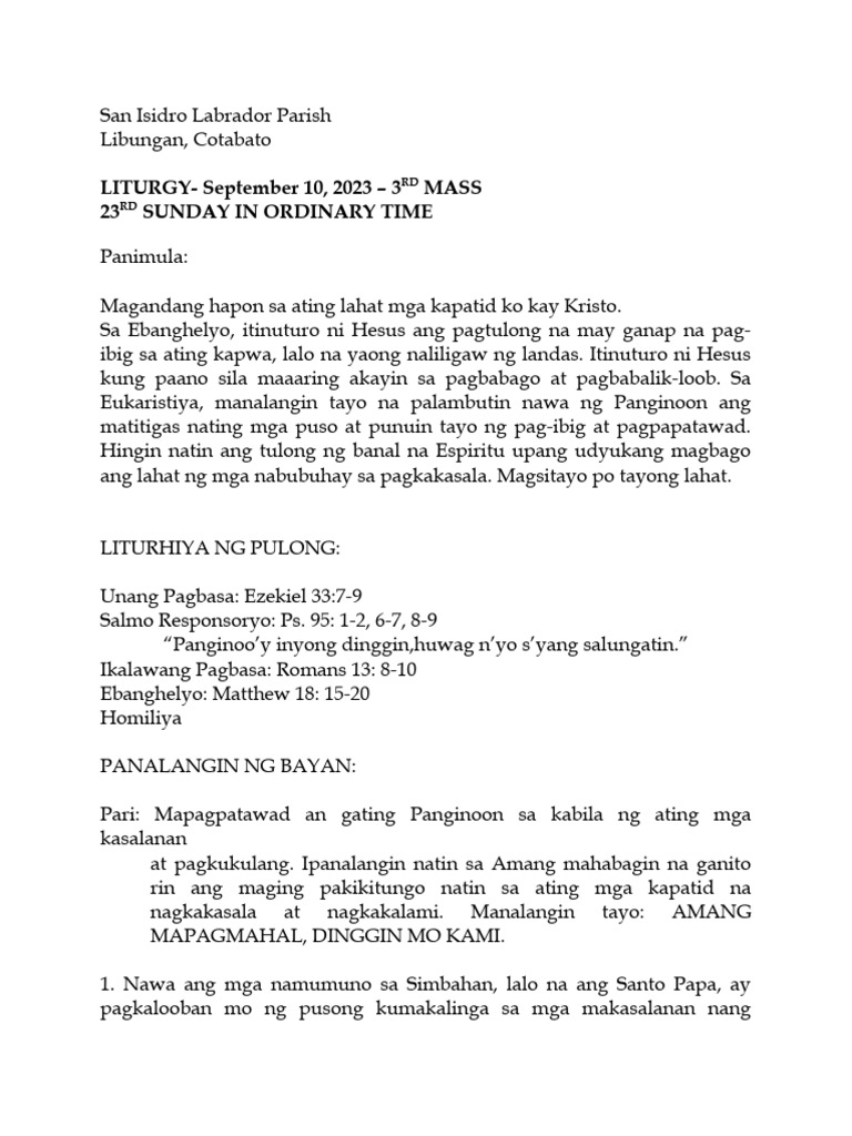 September 10 2023 Tagalog Pdf