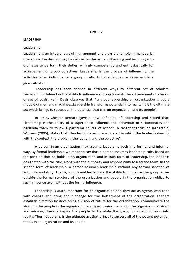 Unit V New Mob Download Free PDF Leadership Motivational