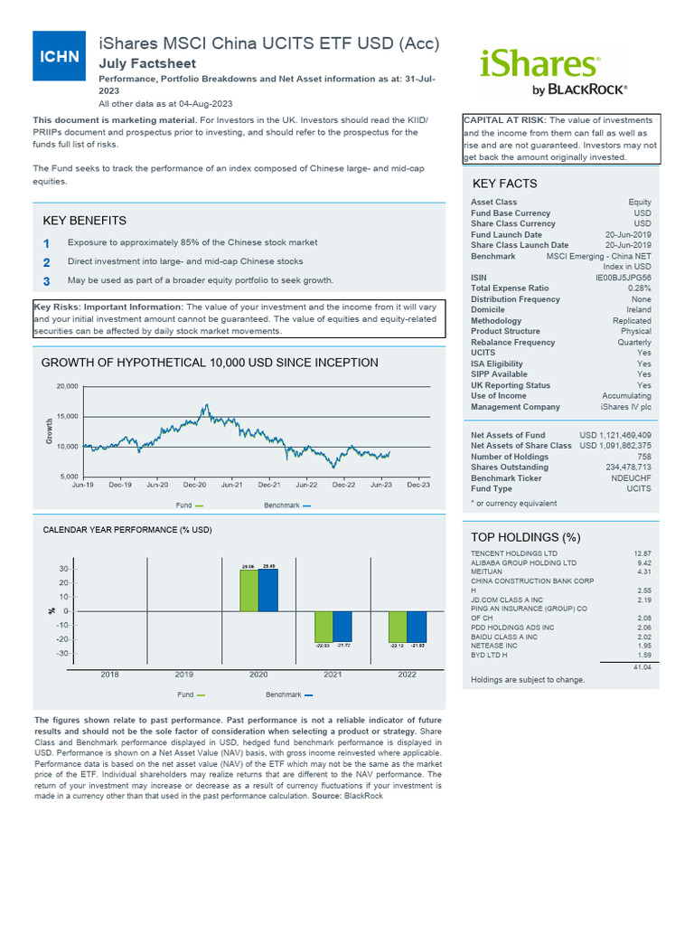 iShares MSCI China ETF July 2023 Factsheet | PDF | Investment Fund ...