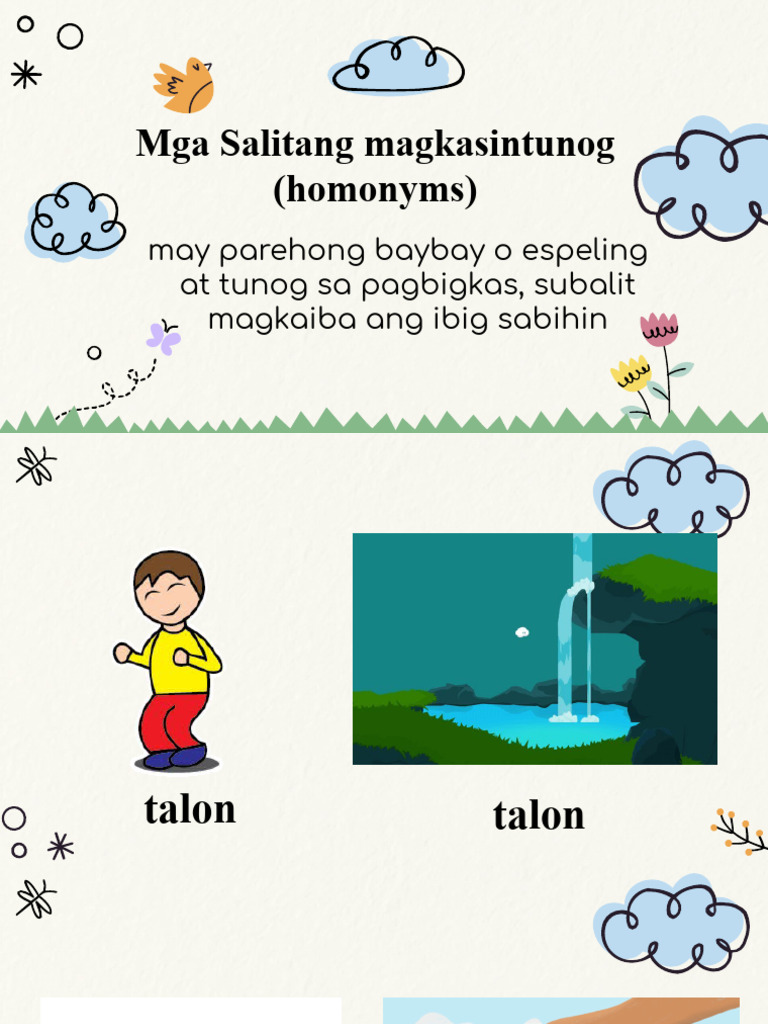 Mga Salitang Magkasintunog (Homonyms) | PDF