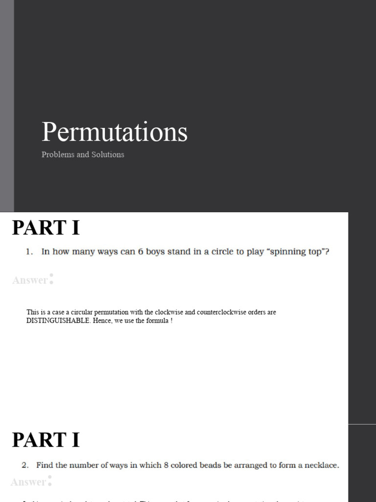 Permutations - Example Problems and Solutions | PDF | Permutation ...