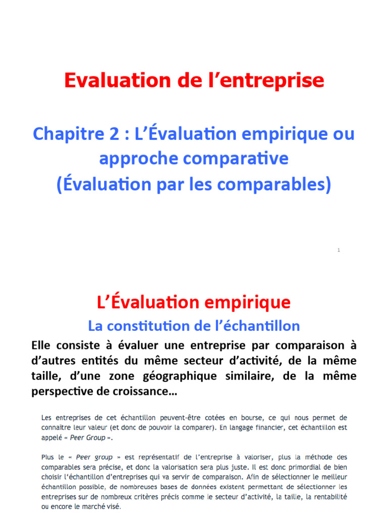 Cours Évaluation D’Entreprise _ Évaluation D’Une Entreprise Exemple ...