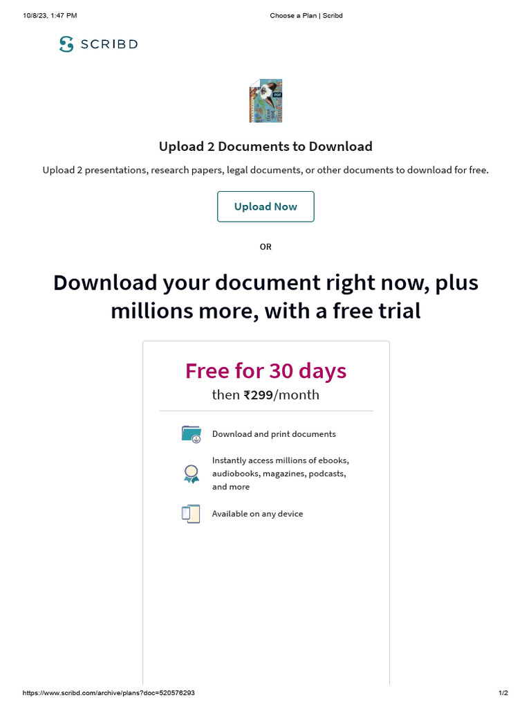 Scribd Free Trial Access Millions of Documents PDF