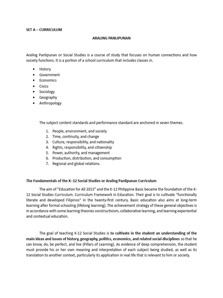 K-12 Social Studies Curriculum Overview | PDF | Social Science