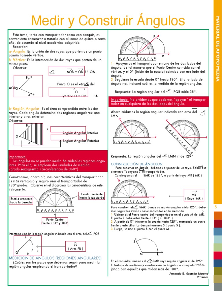 Medición y Construcción de Ángulos | PDF | Enseñanza de matemática