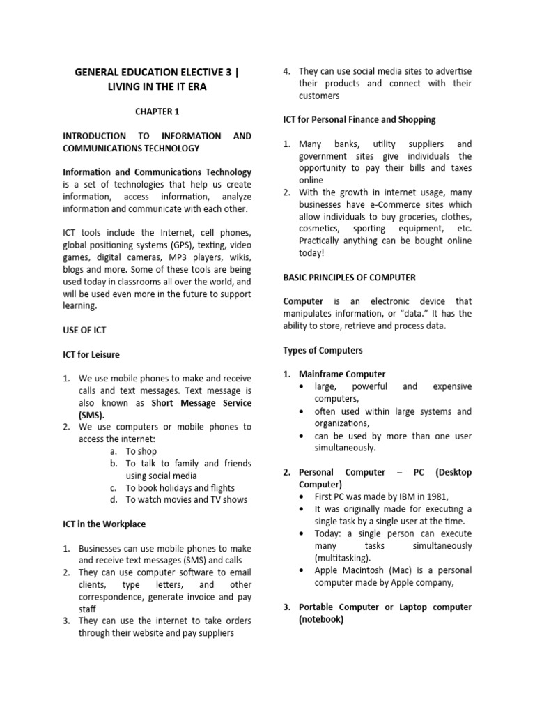 CHAPTER 1 Living in The IT Era | PDF