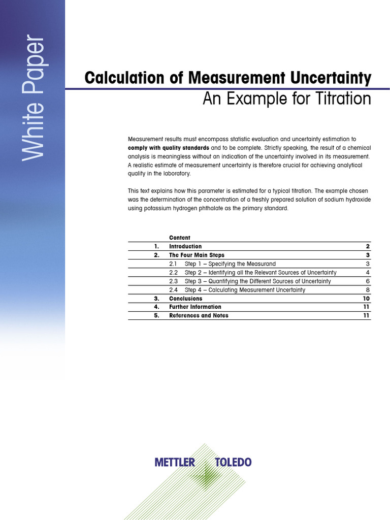 White Paper Measurement of Uncertainty in Titration PDF Titration