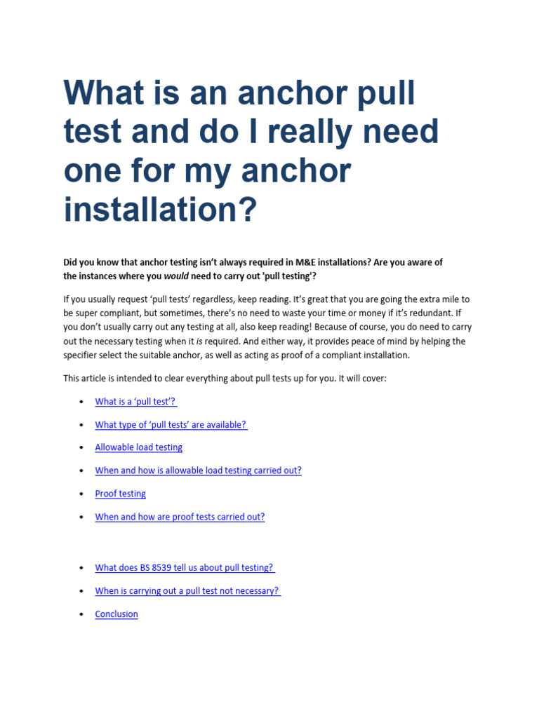 What Is An Anchor Pull Test and Do I Really Need One For My Anchor Installation PDF