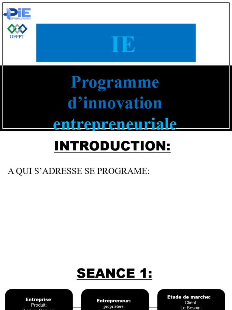 Programme D'innovation: Entrepreneuriale | PDF