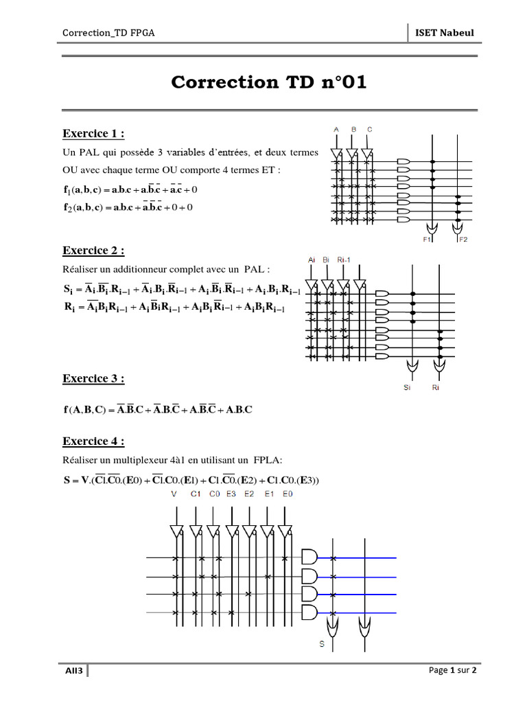 Correction TD FPGA et Exercices Corrigés | PDF | Ordinateurs
