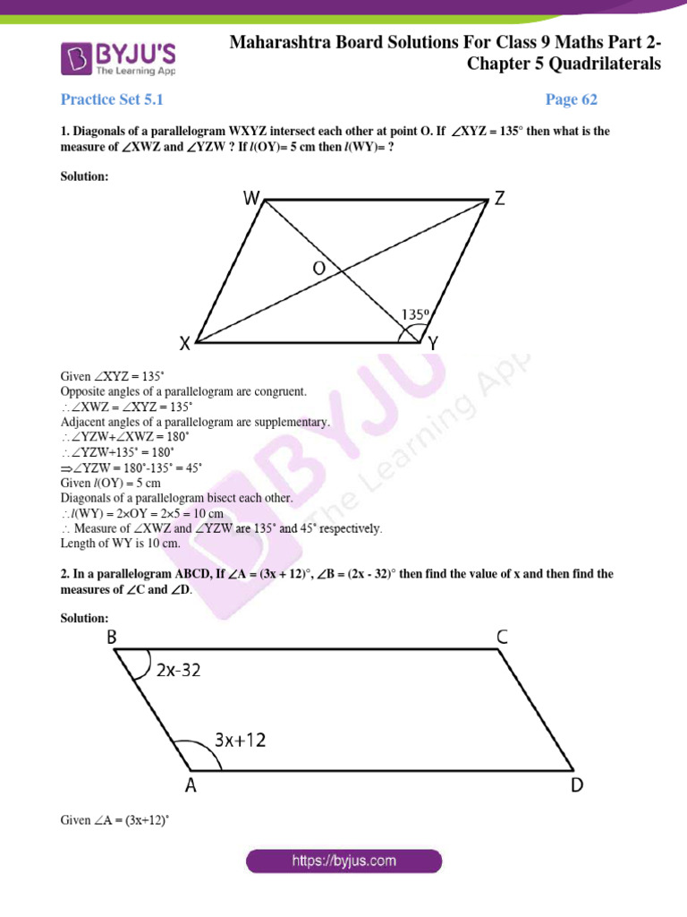 Msbshse Solutions For Class 9 Maths Part 2 Chapter 5 | PDF