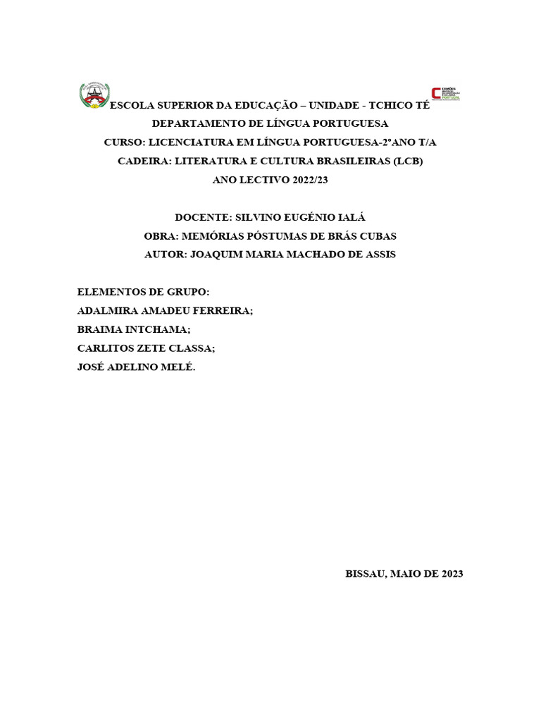 Análise de Memórias Póstumas de Brás Cubas PDF Realismo (artes