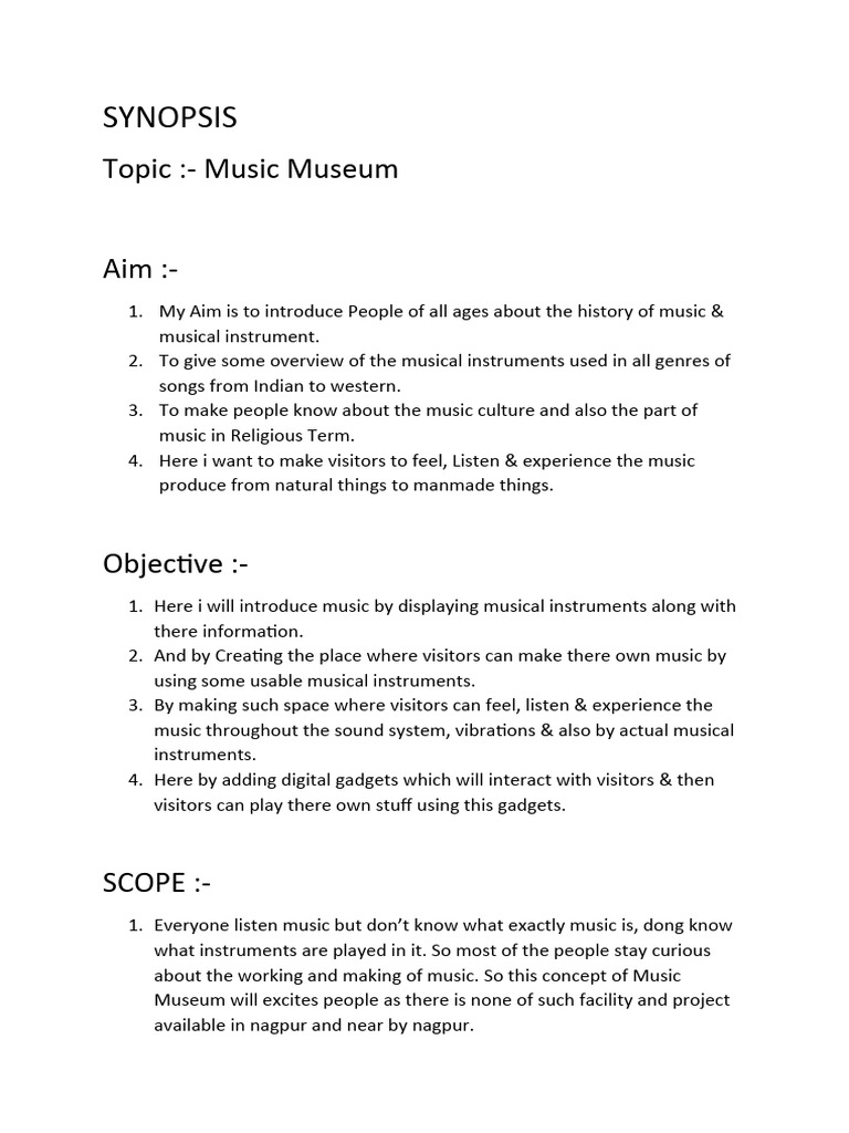 Synopsis TopicMusic Museum Aim PDF