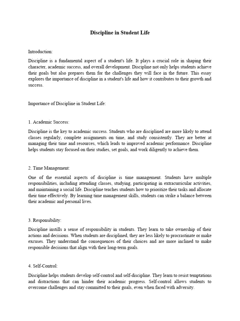 Discipline in Students Life | PDF | Career & Growth