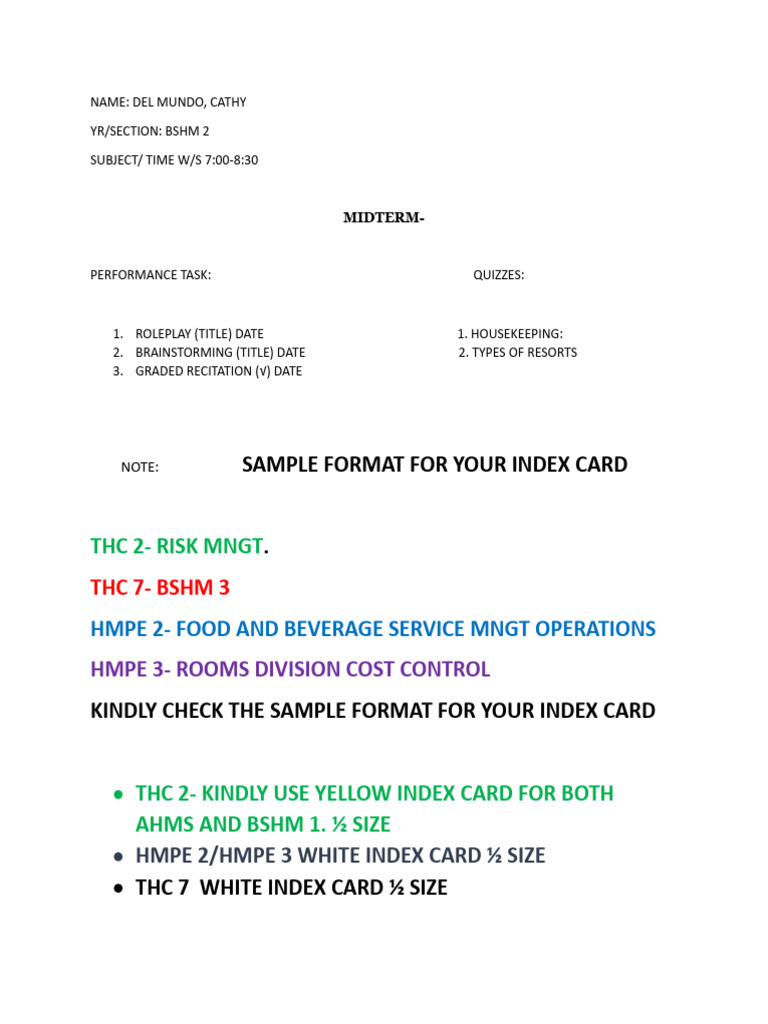 Index Card Format PDF