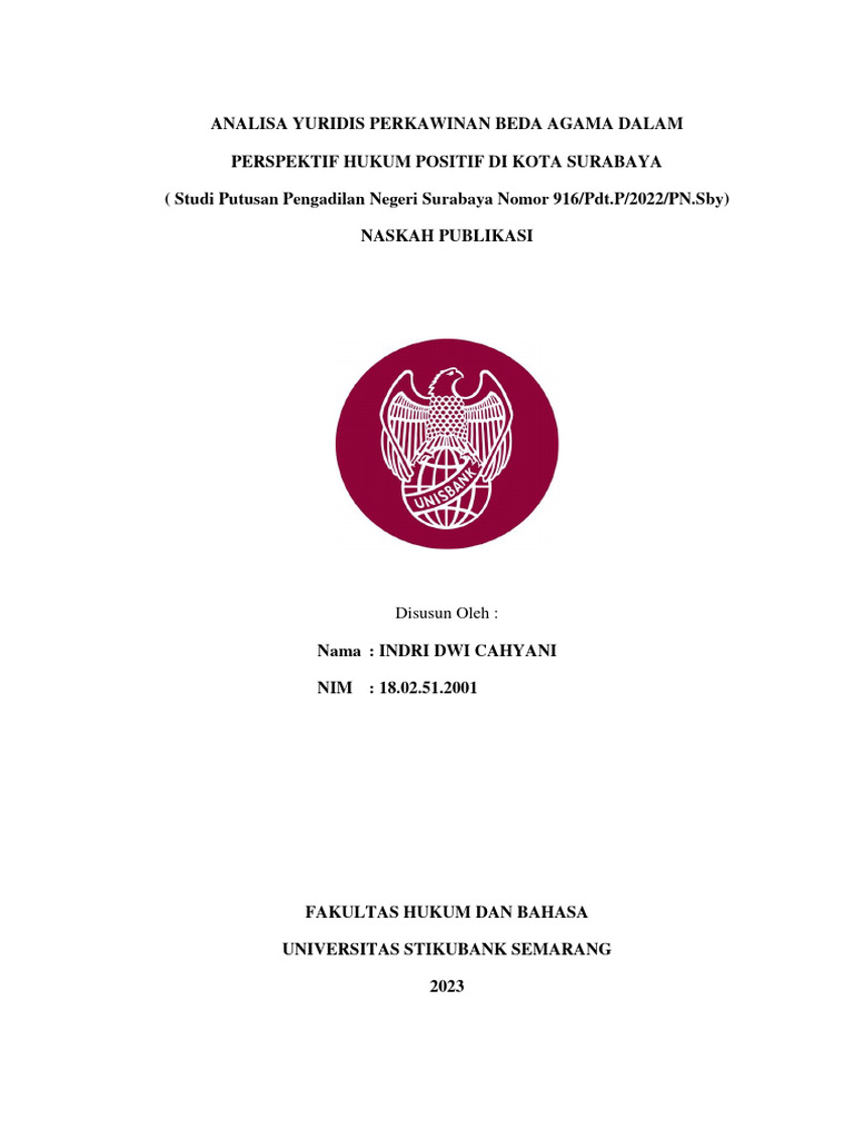 Surabaya Interfaith Marriage Legal Analysis | PDF
