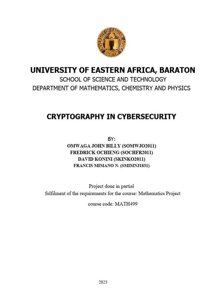 Cryptography in Cyber Security Edited | PDF