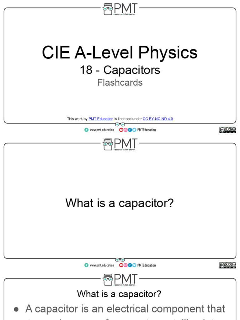 Flashcards 18 capacitance cie physics a level pdf