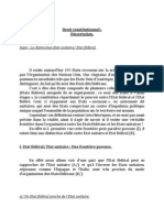 Dissertation Droit Constitutionnel: Distinction Etat Unitaire/ Etat Féderal
