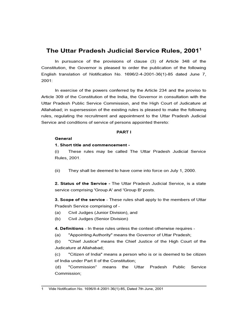 The Uttar Pradesh Judicial Service Rules 2001 PDF Magistrate Advocate