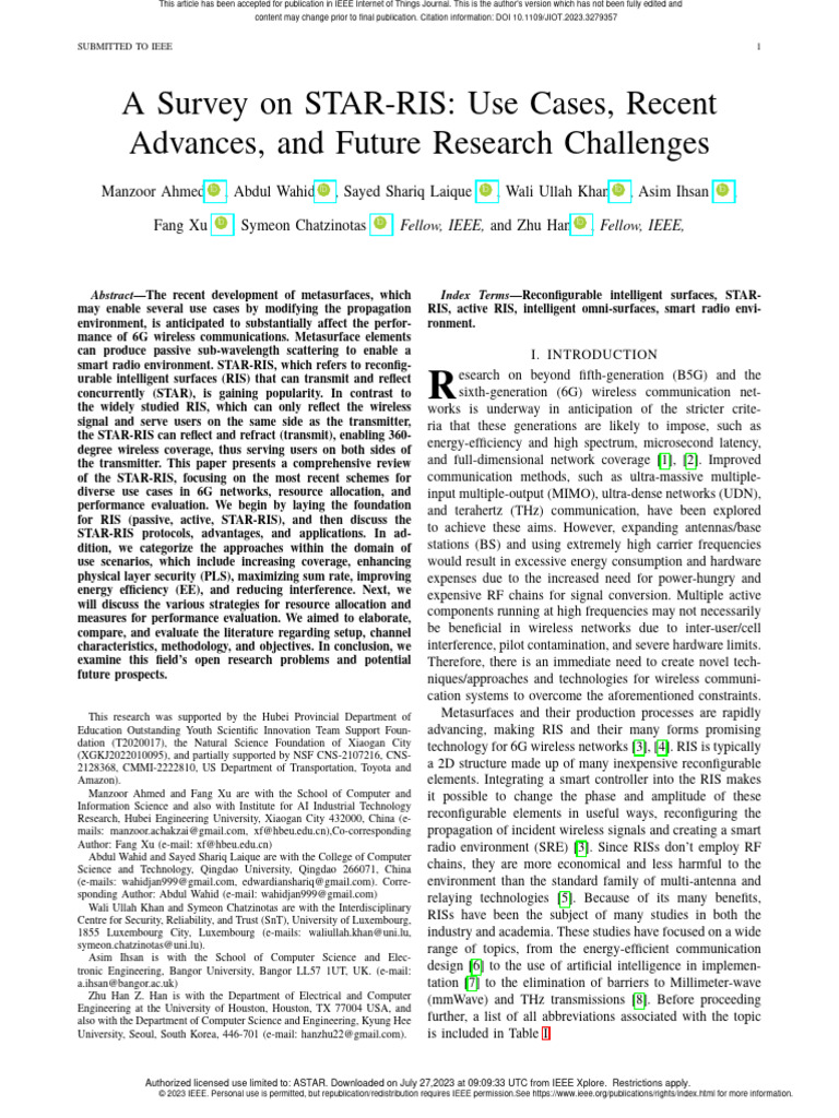 STAR-RIS: Advances and Future Challenges | PDF | Science & Mathematics ...