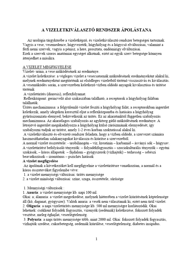 L.Kiválasztó Rendszer Betegségei | PDF