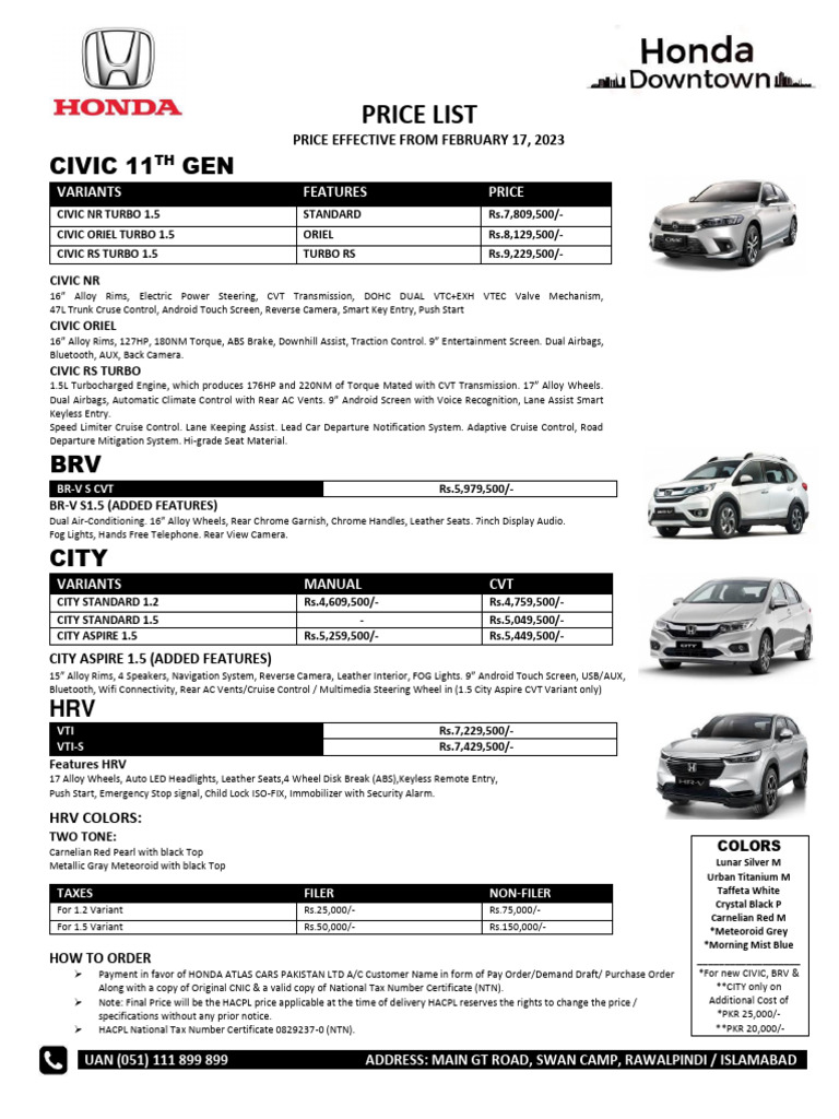 Honda price list new 17 feb 23 office pdf