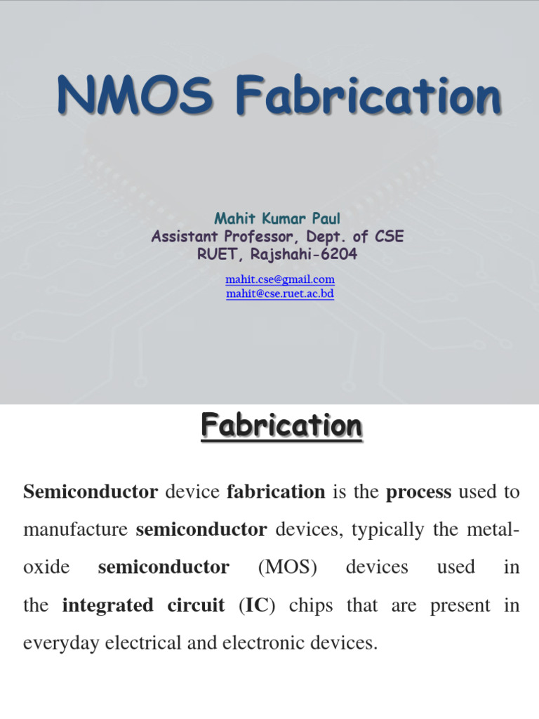 1.nMOS Fabrication PDF Semiconductor Device Fabrication Mosfet
