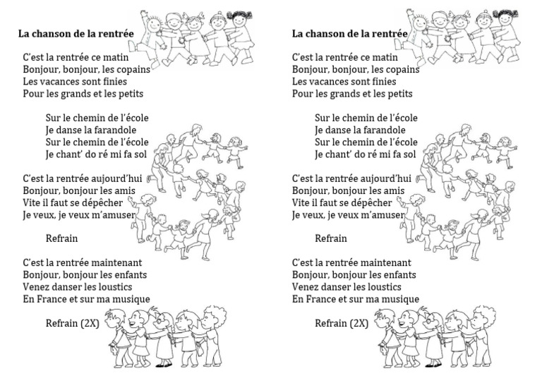 Chanson de la rentrée pour enfants | PDF | Arts du langage et ...
