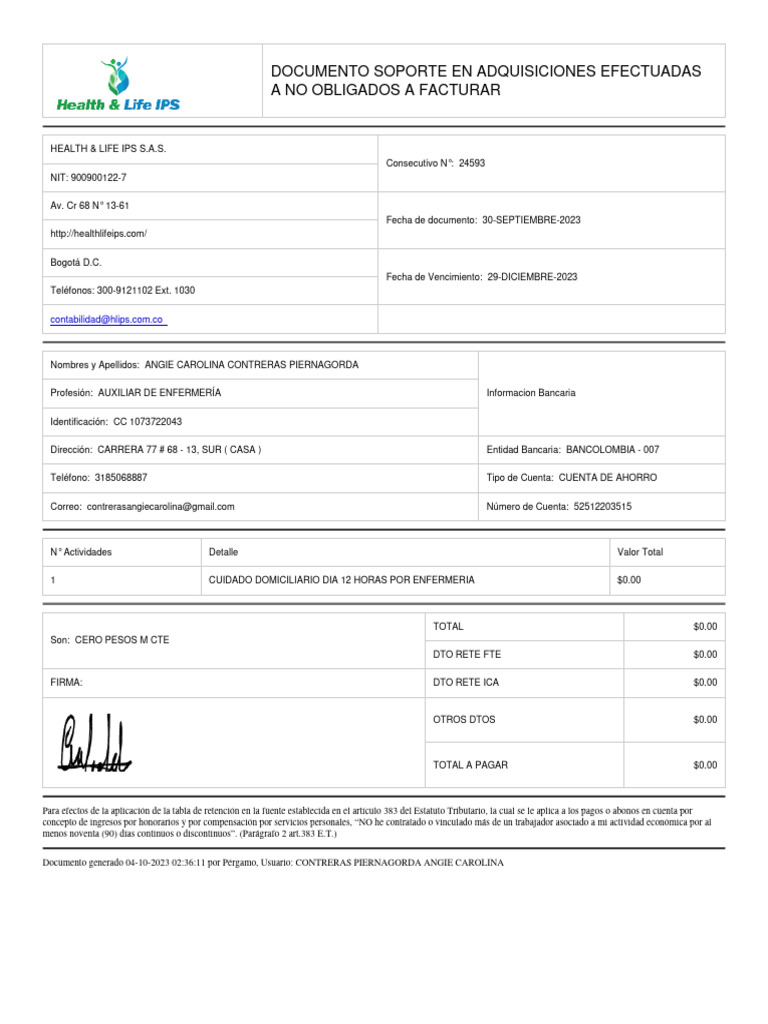 Documento Soporte en Adquisiciones Efectuadas A No Obligados A Facturar ...